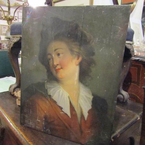 Old Master Continental School Possibly French Portrait of Lady with Ruff Collar and Hat While on Board Approximately 20 Inches High x 18 Inches Wide