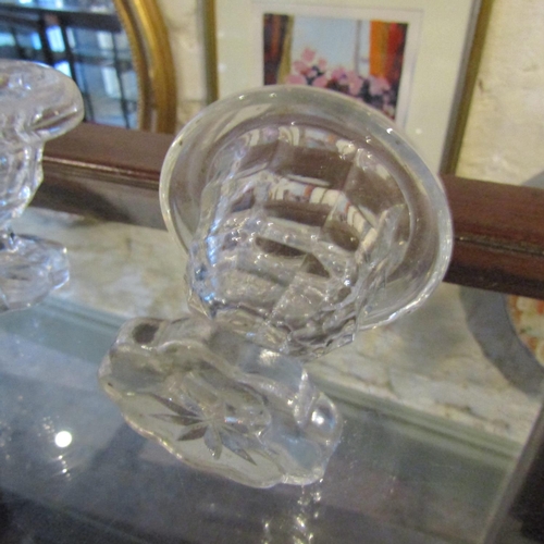 133 - Two Georgian Table Salts Cut Crystal and Another Boat Pedestal Form Approximately 3 Inches High