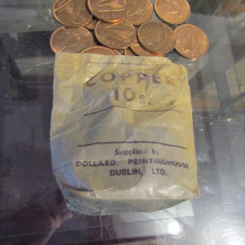 145 - Various Irish Copper Coinage Contained Within Bank Tellers Bag