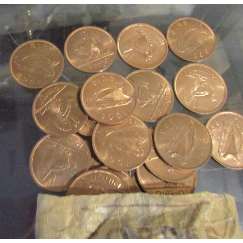 145 - Various Irish Copper Coinage Contained Within Bank Tellers Bag