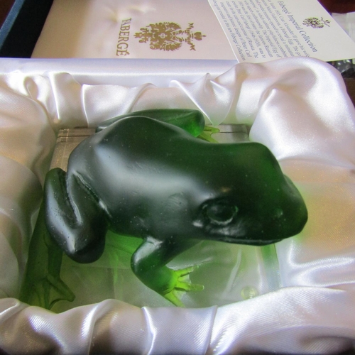 15 - Faberge Green Crystal Frog Figure Contained within Original Faberge Box