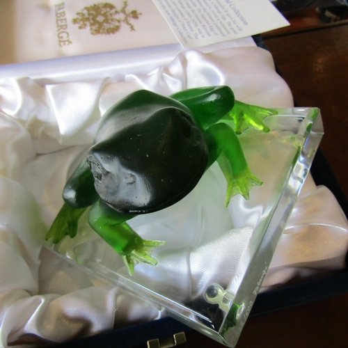15 - Faberge Green Crystal Frog Figure Contained within Original Faberge Box