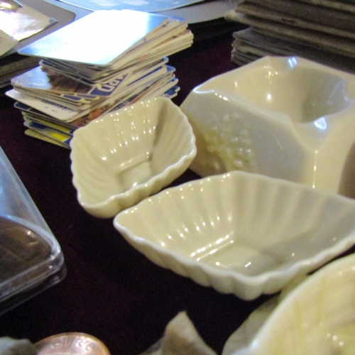 152 - Pair of Belleek Pin Dishes with Three Other Belleek Pieces Five in Lot