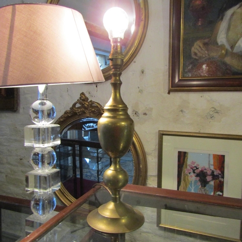 156 - Two Table Lamps Designer Crystal and Brass Pedestal Form Tallest Approximately 24 Inches High Electr... 