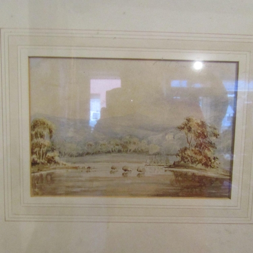 157 - Three Water Colours Included Lake Side Scene with Cattle Largest Approximately 8 Inches High x 9 Inc... 