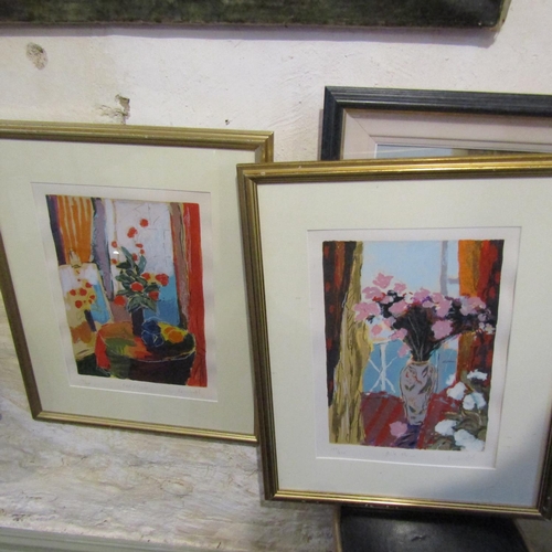 159 - Pair of Fine Art Lithographs Signed Indistinctly Titled and Numbered Contained within Gilded Frames ... 