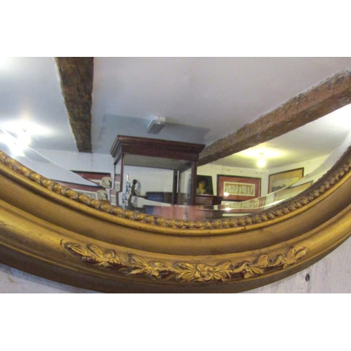 162 - Gilded Circular Form Wall Mirror Upper Cartouche Decoration Approximately 28 Inches Diameter