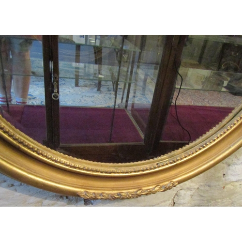 162A - Matching Gilded Circular Form Wall Mirror Upper Cartouche Decoration Approximately 28 Inches Diamete... 