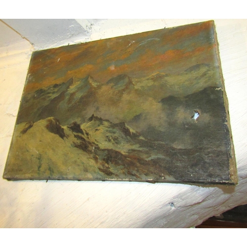 168 - Victorian Alpine Scene Oil on Canvas Approximately 12 Inches High x 16 Inches Wide