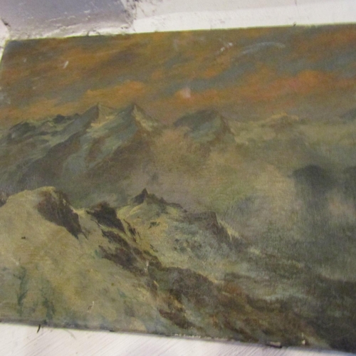 168 - Victorian Alpine Scene Oil on Canvas Approximately 12 Inches High x 16 Inches Wide