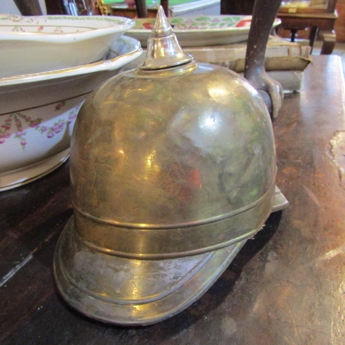 173 - Brass and Silver Top Military Helmet