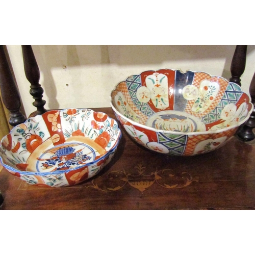 183 - Two Imari Bowls Largest Approximately 10 Inches in Diameter One with Chipped to Rim