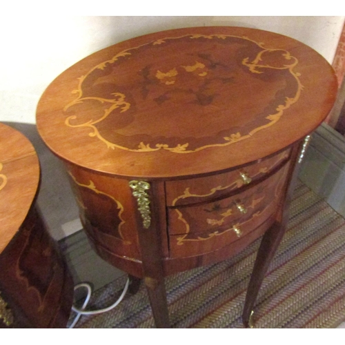 188 - Pair of Marquetry Decorated Kingswood Side Lockers Three Drawers to Each Cabriole Supports Ormolu Mo... 