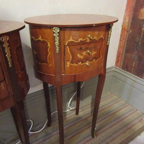 188 - Pair of Marquetry Decorated Kingswood Side Lockers Three Drawers to Each Cabriole Supports Ormolu Mo... 