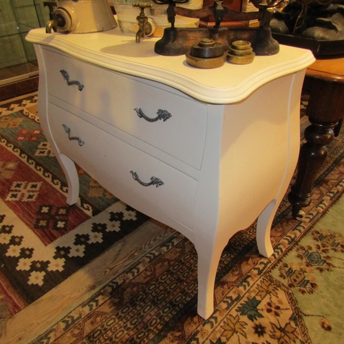 191 - Cream Painted Two Drawer Chest Cabriole Supports Approximately 40 Inches Wide x 30 Inches High