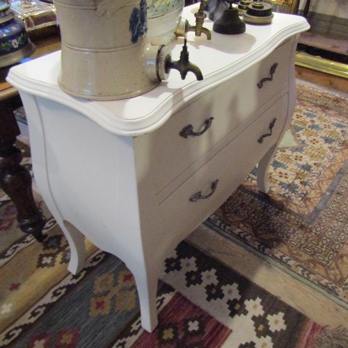 191 - Cream Painted Two Drawer Chest Cabriole Supports Approximately 40 Inches Wide x 30 Inches High