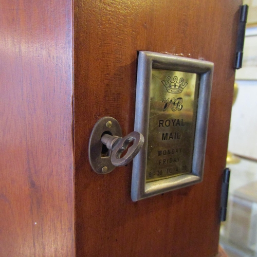 196 - Estate Hallway Postbox with Inset Brass Panel Carved Mahogany Key Present Approximately 16 Inches Hi... 