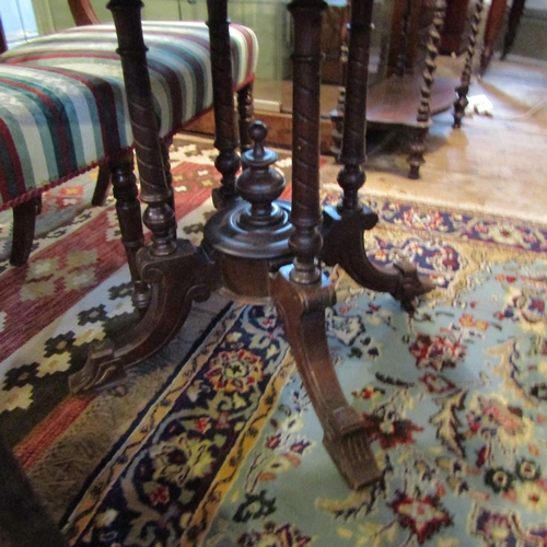 199 - Antique Mahogany Octagonal Form Centre Table Carved Supports Approximately 40 Inches Wide