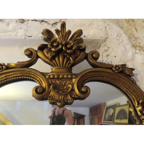 200E - Cartouche Form Gilded Wall Mirror Approximately 28 Inches High