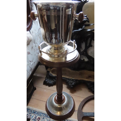 200J - Silver Plated Champagne Bucket on Stand with Gallery