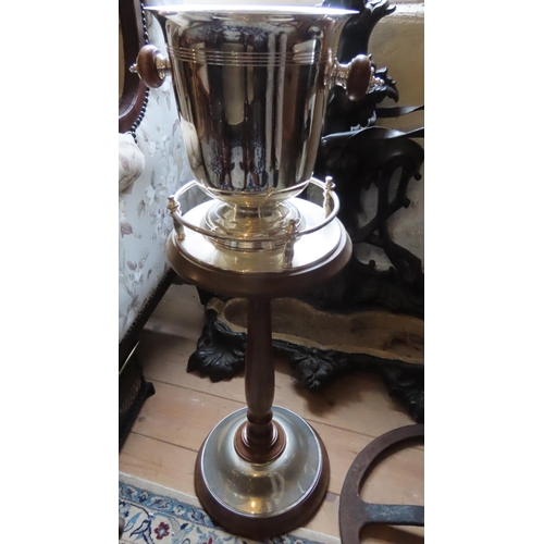 200J - Silver Plated Champagne Bucket on Stand with Gallery