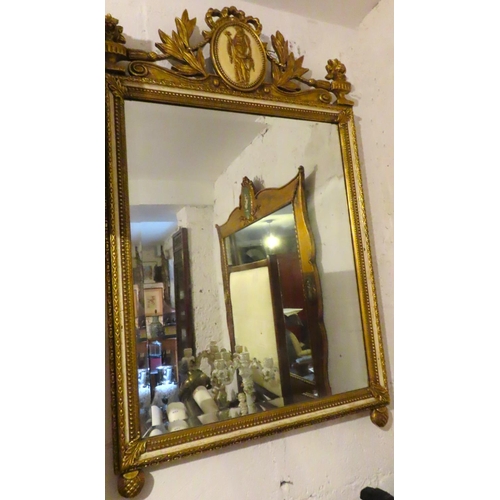 200R - Gilded Wall Mirror with Upper Inset Panel Attractively Detailed