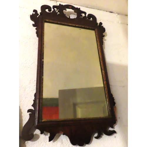 200T - Chippendale Mahogany Wall Mirror Approximately 26 Inches High