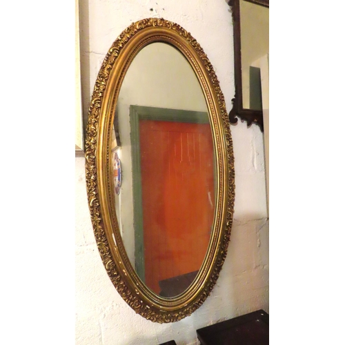 200U - Gilded Oval Wall Mirror Approximately 32 Inches High