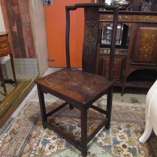 214 - Pair of Antique Oriental Hardwood Side Chairs Finely Carved and Constructed Full Size