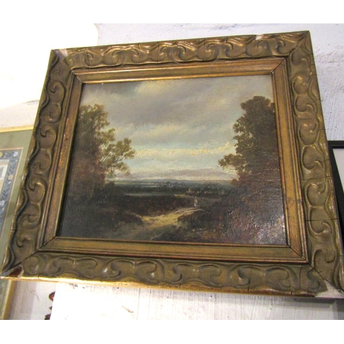 221 - Victorian School Countryside Scene with Trees Oil on Canvass Approximately 10 Inches High x 12 Inche... 