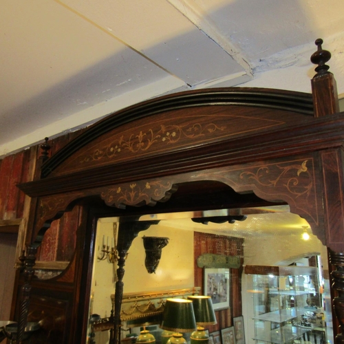 232 - Victorian Rosewood Marquetry Decorated Side Cabinet Inset Mirror Back Attractively Detailed Good Ori... 