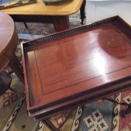 235 - Chippendale Mahogany Silver Table Full Galleried Well Carved Stretcher Below Approximately 31 Inches... 