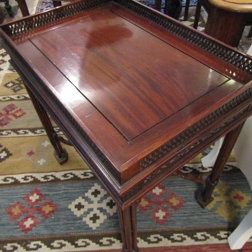 235 - Chippendale Mahogany Silver Table Full Galleried Well Carved Stretcher Below Approximately 31 Inches... 