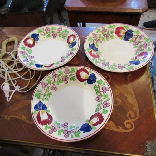 242 - Set of Five Spongeware Country Dishes Good Original Condition Each Approximately 10 Inches Diameter