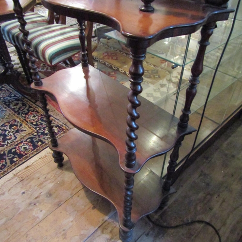 244 - Victorian Rosewood Whatnot Inset Mirrored Back Barley Twist Side Supports Approximately 5ft 8 Inches... 