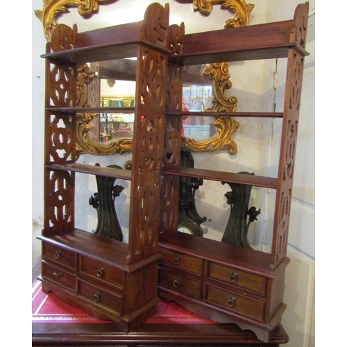 250 - Pair of Mahogany Hanging Shelves with Drawers to Base Each Approximately 22 Inches Wide x 4ft High