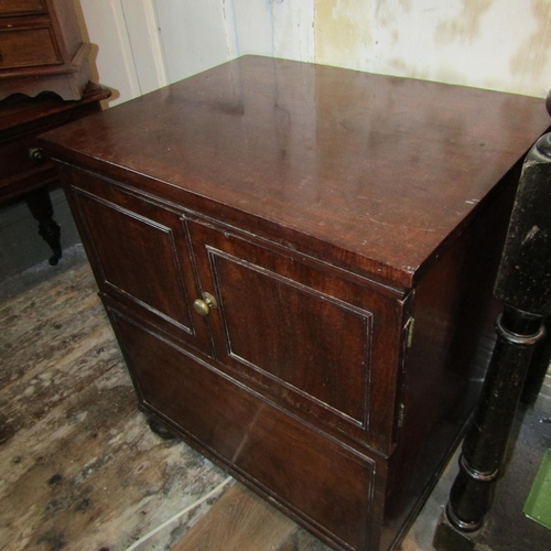 251 - Mahogany Chest Cupboard Doors Lift Top Bun Supports Approximately 26 Inches Wide with 25 Inches High