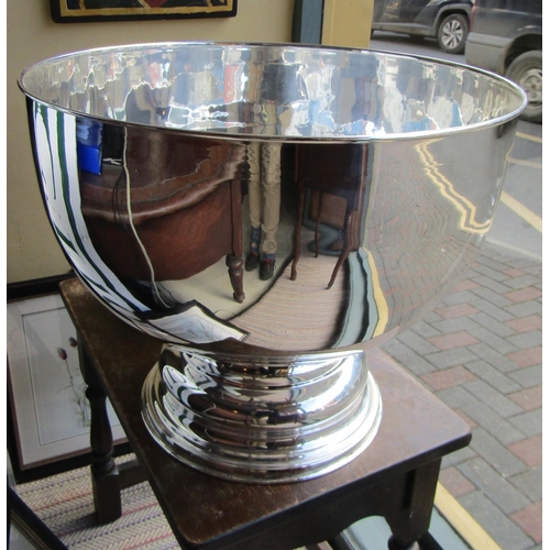 252 - Large Silver Plated Pedestal Form Champagne Ice Bucket or Bowl Attractively Detailed 20 Inches Wide ... 