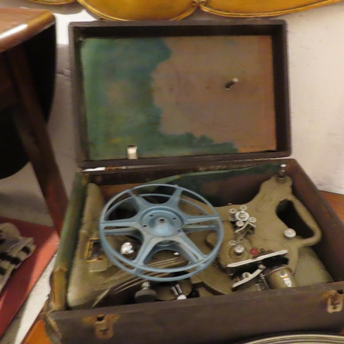 Old Electrified Film Projector Contained Within Hardwood Case