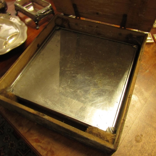 Silver Plated Table Centrepiece Contained Within Original Storage Box Square Form Shape Supports Art Deco Approximately 22 Inches Square