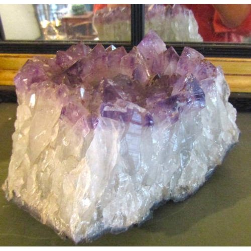 Amethyst and Quartz Candle Rest Naturalistic Form Approximately 5 Inches Wide