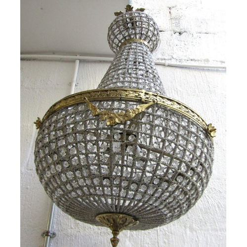 567 - Crystal and Ormolu Mounted Ceiling Light 2ft 8 Inch Drop Approximately Good Original Condition