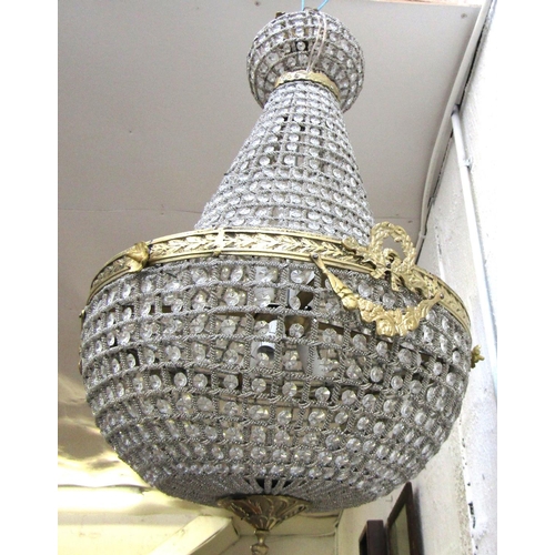 567 - Crystal and Ormolu Mounted Ceiling Light 2ft 8 Inch Drop Approximately Good Original Condition