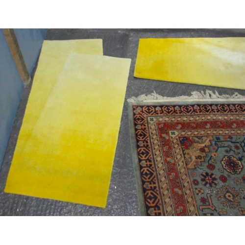 568 - Two Designer Rugs Geometric Form Pale Yellow Each Approximately 5ft Long