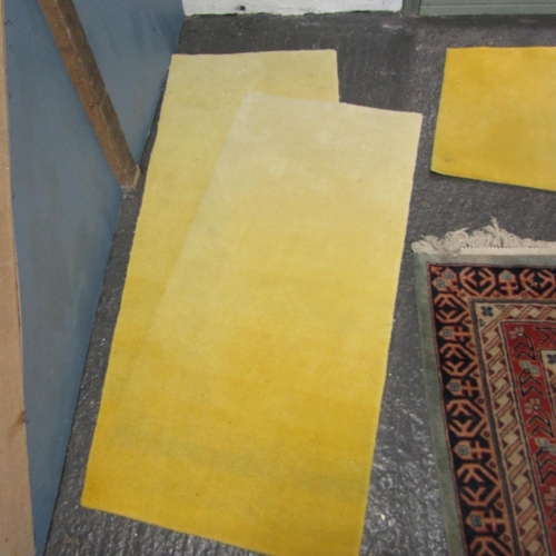 568 - Two Designer Rugs Geometric Form Pale Yellow Each Approximately 5ft Long