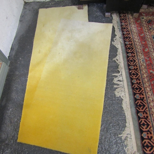 568 - Two Designer Rugs Geometric Form Pale Yellow Each Approximately 5ft Long