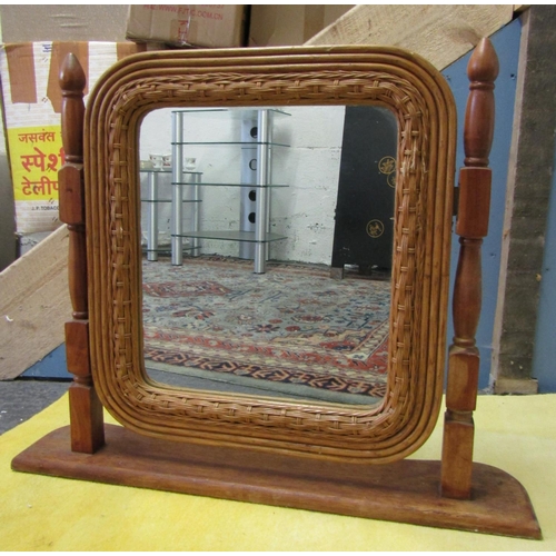 570 - Modern Carved Oak Chest Top Mirror Adjustable Plate Approximately 24 Inches Wide x 24 Inches High