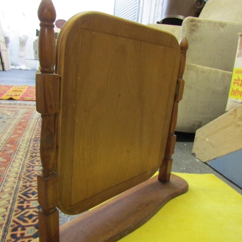 570 - Modern Carved Oak Chest Top Mirror Adjustable Plate Approximately 24 Inches Wide x 24 Inches High