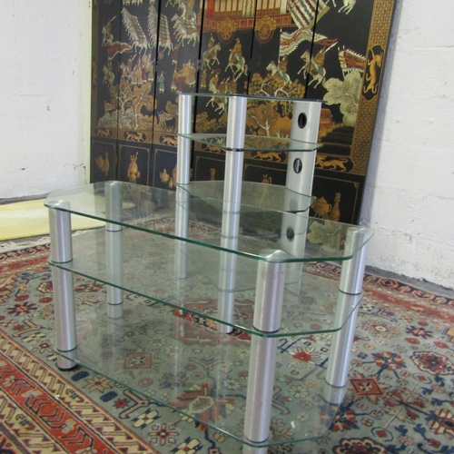 571 - Two Modern Plate Glass Stereo and Television Unit Stands Both Good Order