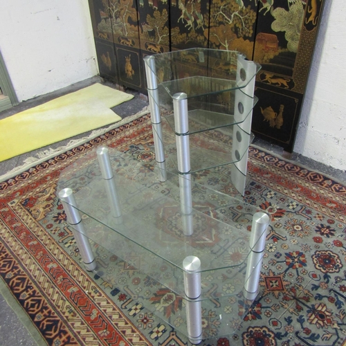 571 - Two Modern Plate Glass Stereo and Television Unit Stands Both Good Order